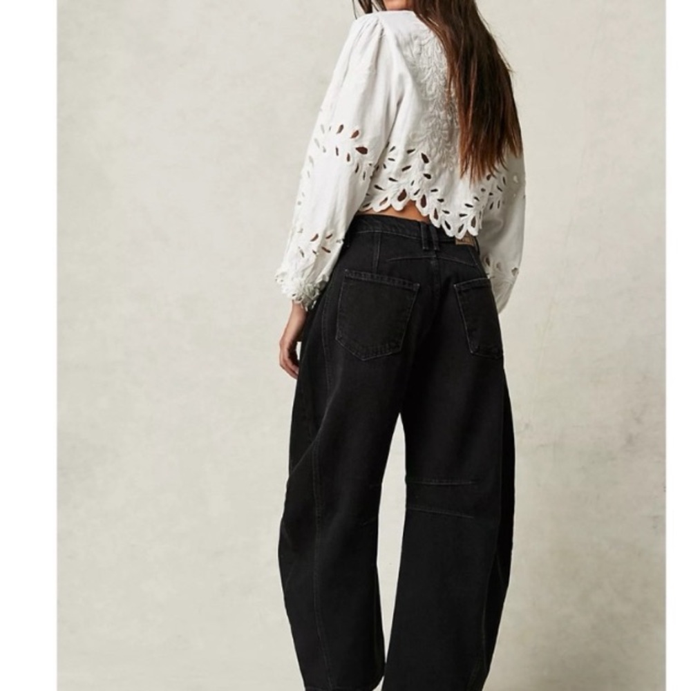 Free People Black Wide Leg Jeans - Picture 2 of 9